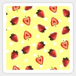 Strawberries yellow hearts Sticker